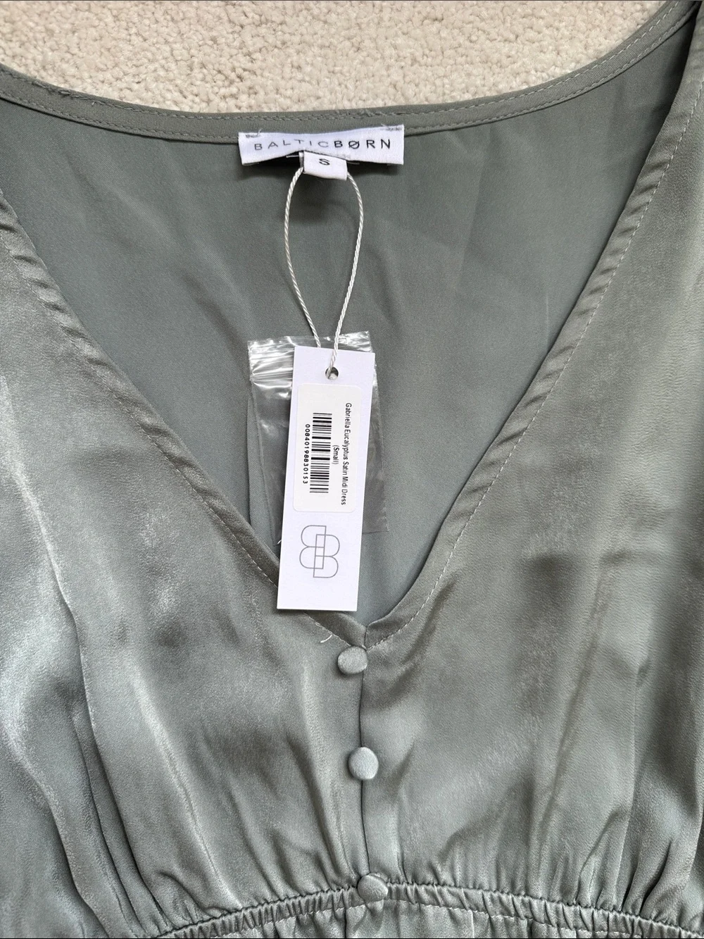 Baltic Born Eucalyptus Satin V-Neck Midi Dress - Picture 4 of 6